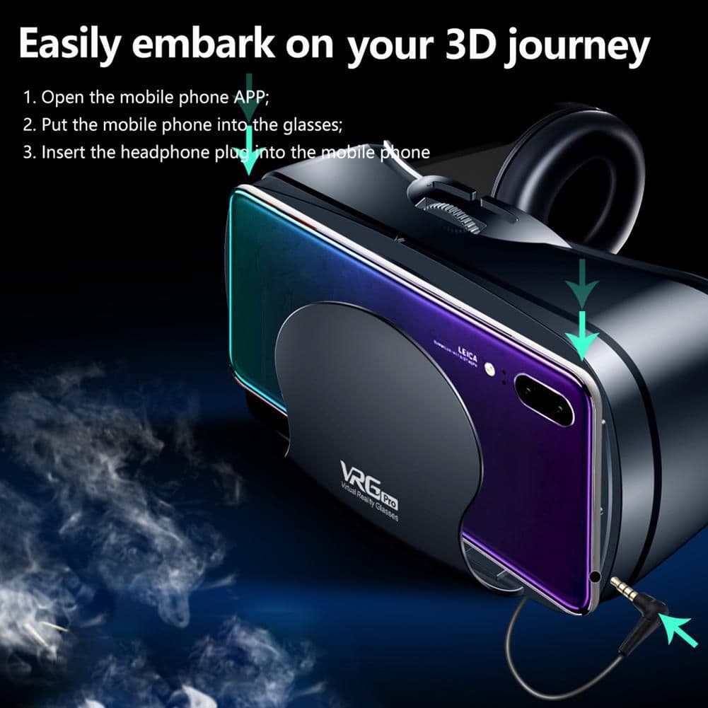 image-VR Helmet 3D Glasses Virtual Reality Support 0-800 Myopia For Smartphone Smart Phone Headset