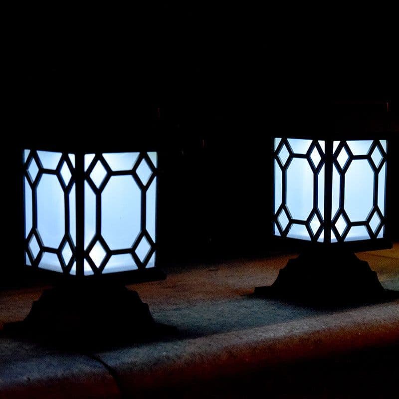 image-Solar powered lamp in the courtyard garden of Xiaogong