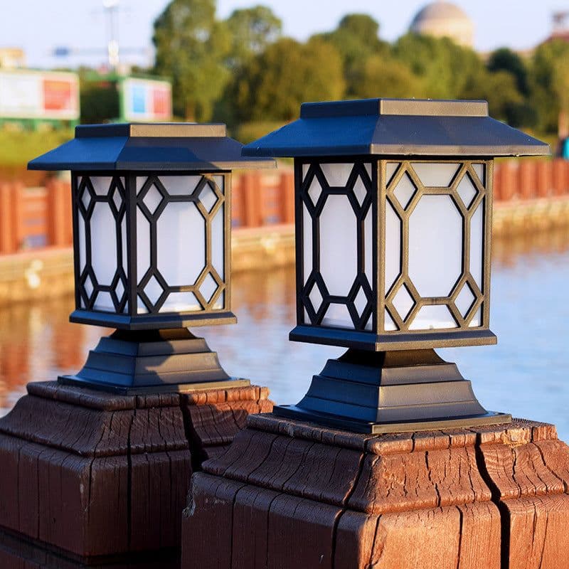 image-Solar powered lamp in the courtyard garden of Xiaogong