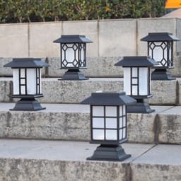image-Solar powered lamp in the courtyard garden of Xiaogong