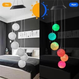 image-Color Changing Solar Power Wind Chime Crystal Ball Hummingbird Butterfly Waterproof Outdoor Windchime Light For Patio Yard Garde