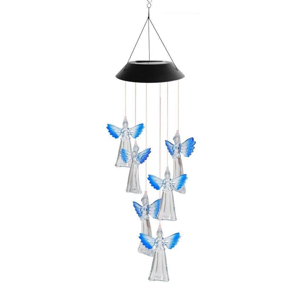 image-Color Changing Solar Power Wind Chime Crystal Ball Hummingbird Butterfly Waterproof Outdoor Windchime Light For Patio Yard Garde
