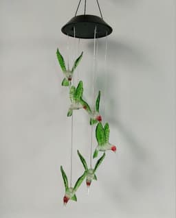 image-Color Changing Solar Power Wind Chime Crystal Ball Hummingbird Butterfly Waterproof Outdoor Windchime Light For Patio Yard Garde
