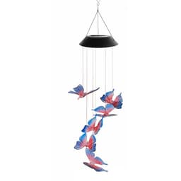 image-Color Changing Solar Power Wind Chime Crystal Ball Hummingbird Butterfly Waterproof Outdoor Windchime Light For Patio Yard Garde