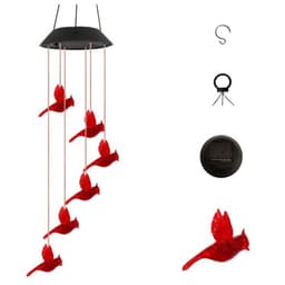 image-Color Changing Solar Power Wind Chime Crystal Ball Hummingbird Butterfly Waterproof Outdoor Windchime Light For Patio Yard Garde