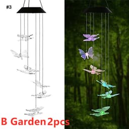image-Color Changing Solar Power Wind Chime Crystal Ball Hummingbird Butterfly Waterproof Outdoor Windchime Light For Patio Yard Garde