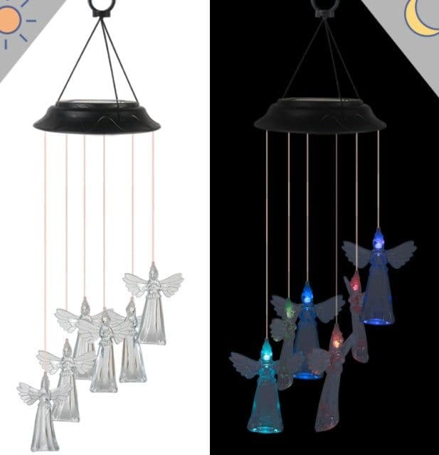 image-Color Changing Solar Power Wind Chime Crystal Ball Hummingbird Butterfly Waterproof Outdoor Windchime Light For Patio Yard Garde