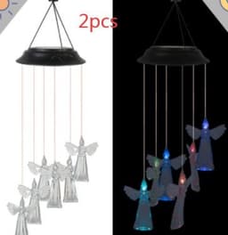 image-Color Changing Solar Power Wind Chime Crystal Ball Hummingbird Butterfly Waterproof Outdoor Windchime Light For Patio Yard Garde