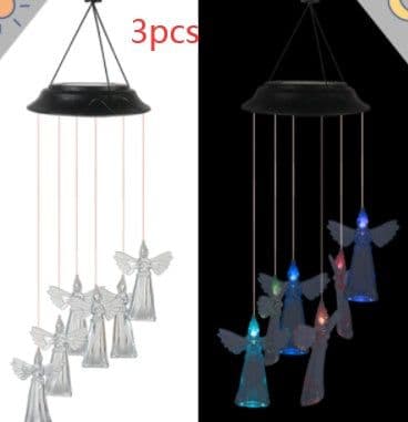 image-Color Changing Solar Power Wind Chime Crystal Ball Hummingbird Butterfly Waterproof Outdoor Windchime Light For Patio Yard Garde