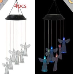 image-Color Changing Solar Power Wind Chime Crystal Ball Hummingbird Butterfly Waterproof Outdoor Windchime Light For Patio Yard Garde