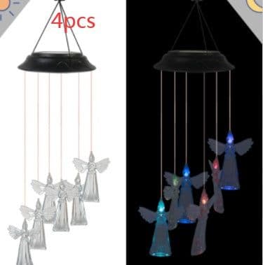 image-Color Changing Solar Power Wind Chime Crystal Ball Hummingbird Butterfly Waterproof Outdoor Windchime Light For Patio Yard Garde
