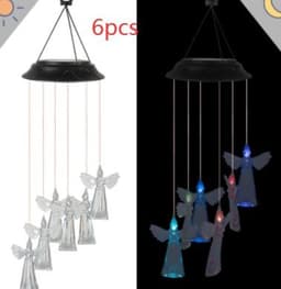 image-Color Changing Solar Power Wind Chime Crystal Ball Hummingbird Butterfly Waterproof Outdoor Windchime Light For Patio Yard Garde