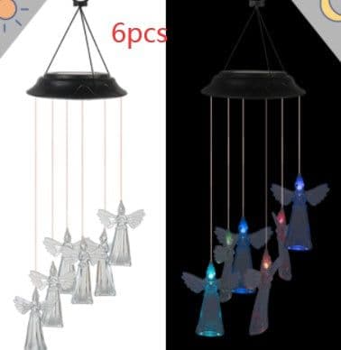 image-Color Changing Solar Power Wind Chime Crystal Ball Hummingbird Butterfly Waterproof Outdoor Windchime Light For Patio Yard Garde