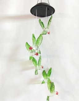 image-Color Changing Solar Power Wind Chime Crystal Ball Hummingbird Butterfly Waterproof Outdoor Windchime Light For Patio Yard Garde