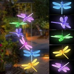image-Color Changing Solar Power Wind Chime Crystal Ball Hummingbird Butterfly Waterproof Outdoor Windchime Light For Patio Yard Garde
