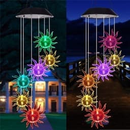 image-Color Changing Solar Power Wind Chime Crystal Ball Hummingbird Butterfly Waterproof Outdoor Windchime Light For Patio Yard Garde