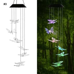 image-Color Changing Solar Power Wind Chime Crystal Ball Hummingbird Butterfly Waterproof Outdoor Windchime Light For Patio Yard Garde