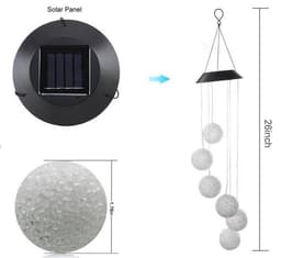 image-Color Changing Solar Power Wind Chime Crystal Ball Hummingbird Butterfly Waterproof Outdoor Windchime Light For Patio Yard Garde