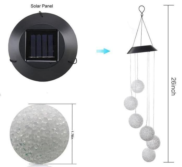 image-Color Changing Solar Power Wind Chime Crystal Ball Hummingbird Butterfly Waterproof Outdoor Windchime Light For Patio Yard Garde