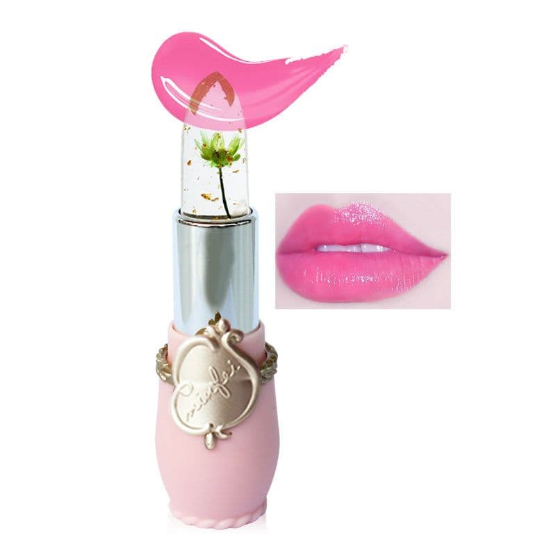 image-Cross-border emaymei dried flower gold leaf jelly color-changing lipstick transparent flower lipstick moisturizing color-changing lipstick wholesale
