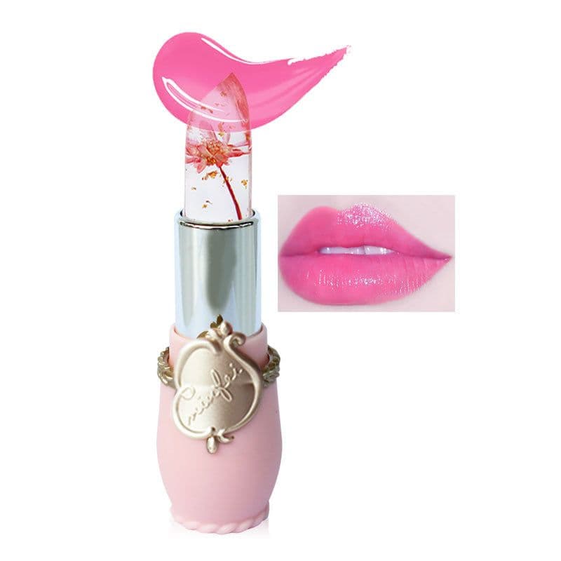 image-Cross-border emaymei dried flower gold leaf jelly color-changing lipstick transparent flower lipstick moisturizing color-changing lipstick wholesale