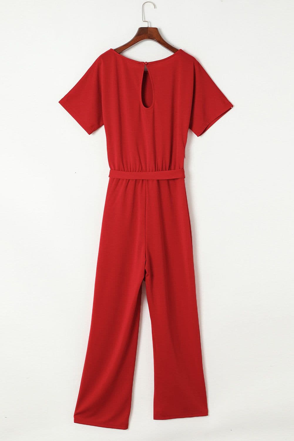 image-Black Belted Wide Leg Jumpsuit