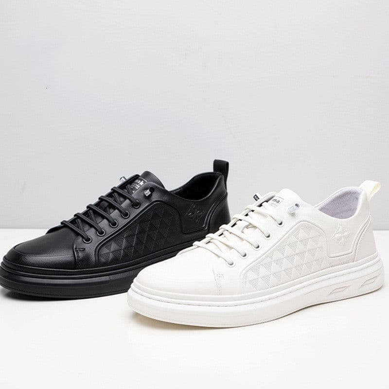 image-Cowhide Lace Up Versatile Breathable Soft Bottom Low Top Men's Board Shoes