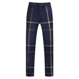 image-Men's 3-Piece Plaid Suit - Blue Slim Fit Business