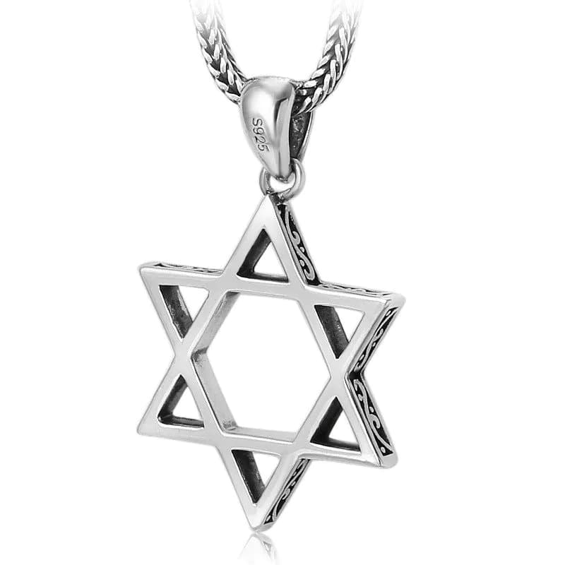 image-S925 Sterling Silver Six-Pointed Star Necklace
