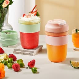 image-Portable Blender Juicer Cup Rechargeable With 4 Blades For Shakes And Smoothies Maker 400ml Fresh Fruit Mixer Juicer Cup