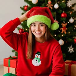 image-Plush Santa Hats Velvet Christmas Hat Thicken Plush Xmas Holiday Hat With Lined New Year Festive Party