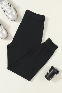 image-Black Drawstring Waist Pocketed Joggers