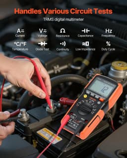image-VEVOR Digital Multimeter, 6000-Count TRMS DC/AC Voltmeter Current Tester, Auto-Ranging Multimeter for Current Voltage Resistance Capacitance Temperature Diodes Continuity Low Impedance Measurment