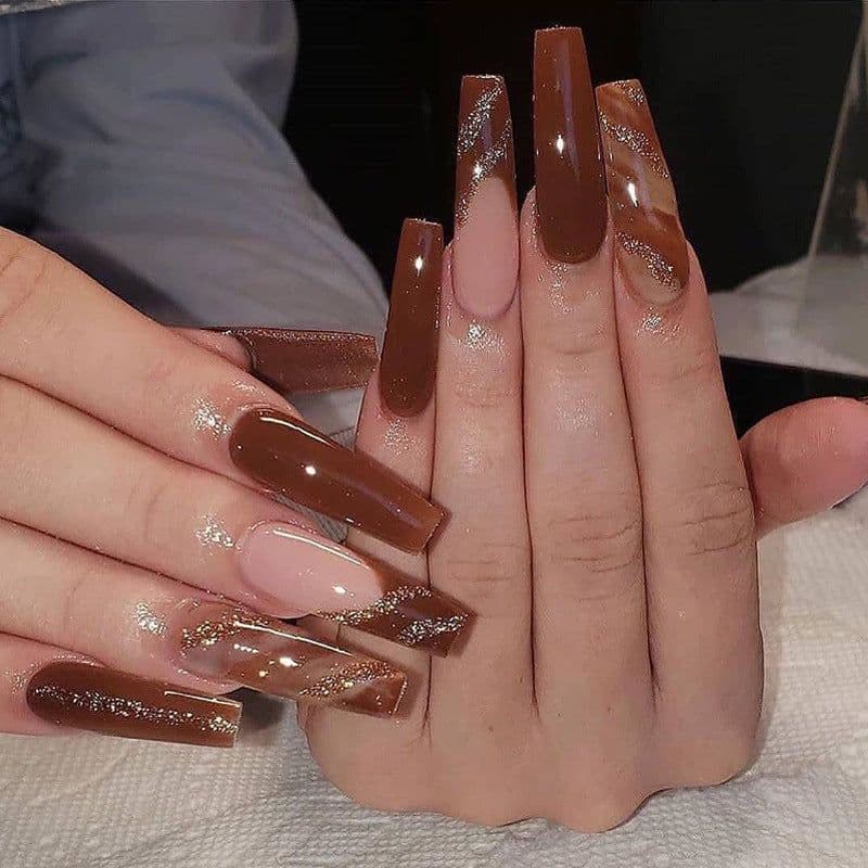 image-Wear Nail Maple Leaf Red Manicure French Nail Tip Long Nail Patch Press On Nail Smudges Manicure