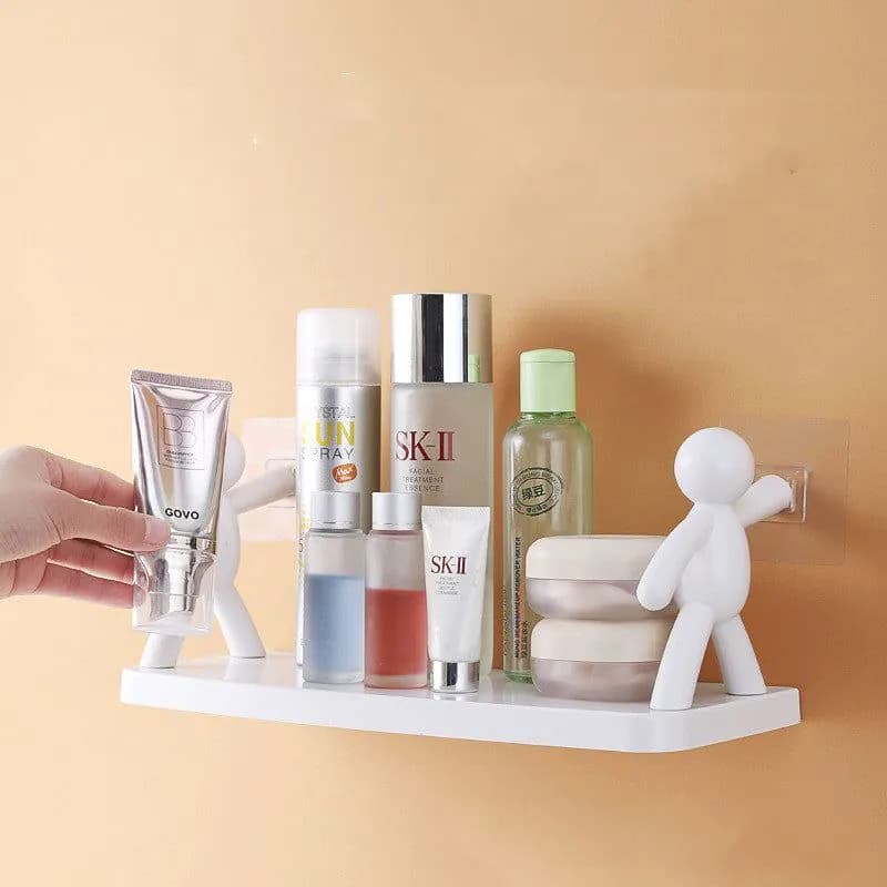 image-Kitchen Mounted Shelves Helpful Wash Basin Storage Holder Little Man Doll Design Wall Mounted Shelves