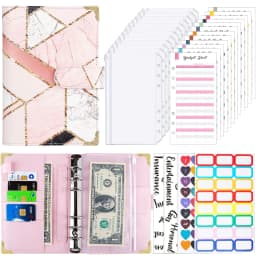 image-A6 Loose Spiral Notebook Budget Book Color Picture Printing Notebook Book Leather PU Journal Book Loose-leaf Binder Journal Book
