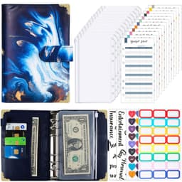 image-A6 Loose Spiral Notebook Budget Book Color Picture Printing Notebook Book Leather PU Journal Book Loose-leaf Binder Journal Book