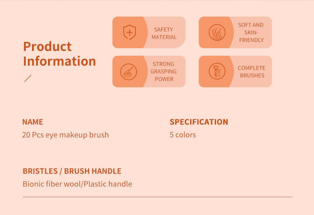 image-20pc Fluorescent Color Makeup Brush Set Blush Brush Powder Brush Eye Shadow Brush Lip Brush Mascara Brush