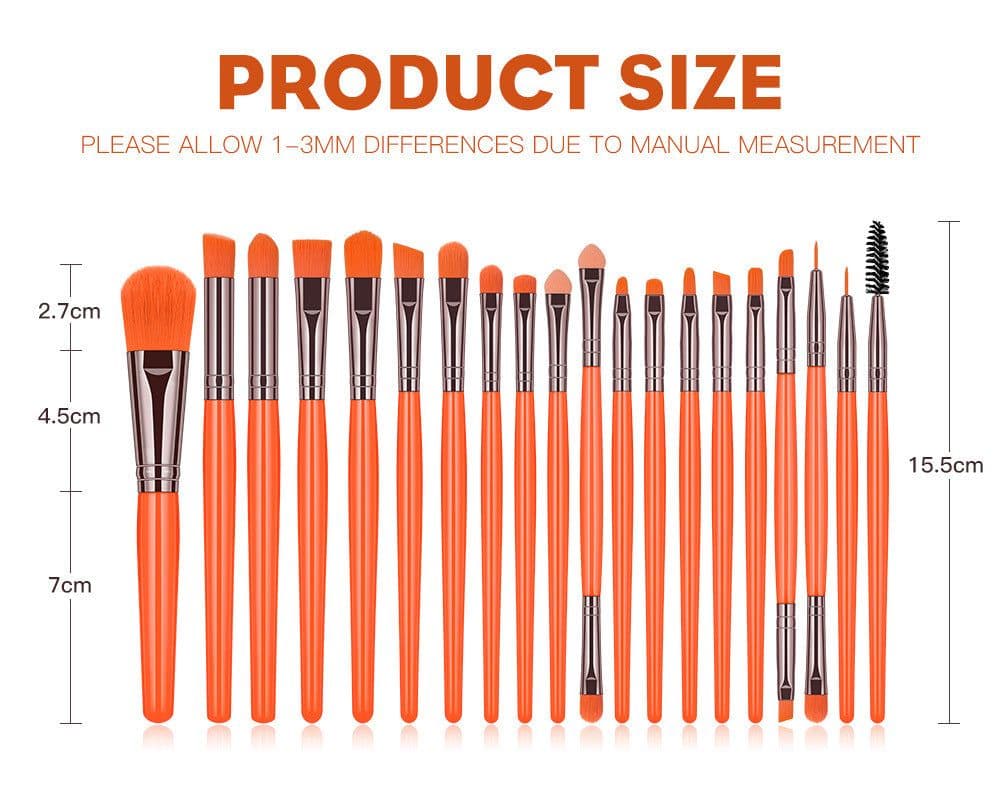 image-20pc Fluorescent Color Makeup Brush Set Blush Brush Powder Brush Eye Shadow Brush Lip Brush Mascara Brush