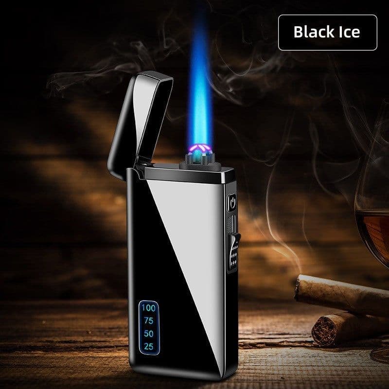 image-Gas Electric Double Fire Metal Lighter Windproof Direct Flame Double Electric Lighter Customized