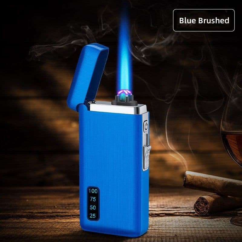 image-Gas Electric Double Fire Metal Lighter Windproof Direct Flame Double Electric Lighter Customized