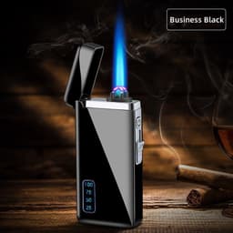 image-Gas Electric Double Fire Metal Lighter Windproof Direct Flame Double Electric Lighter Customized