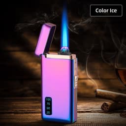 image-Gas Electric Double Fire Metal Lighter Windproof Direct Flame Double Electric Lighter Customized