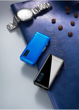 image-Gas Electric Double Fire Metal Lighter Windproof Direct Flame Double Electric Lighter Customized