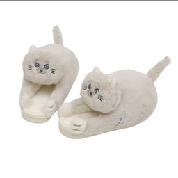 image-Cute Cat Hug Plush Cotton Slippers