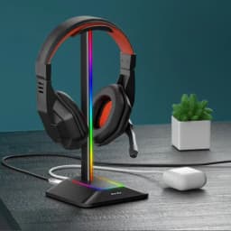image-Dual Output Colorful Headwear Headset Display Rack Data Transmission Headphone Holder RGB Luminous Gaming
