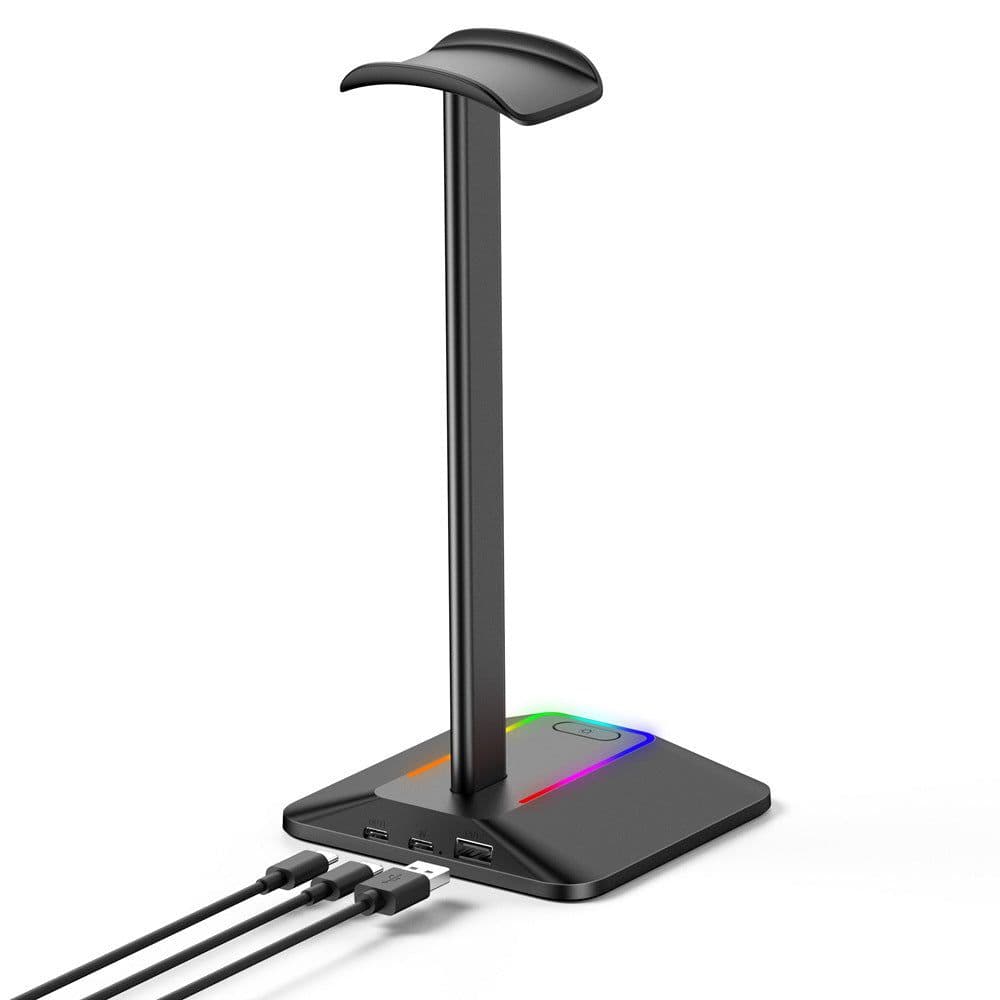 image-Dual Output Colorful Headwear Headset Display Rack Data Transmission Headphone Holder RGB Luminous Gaming
