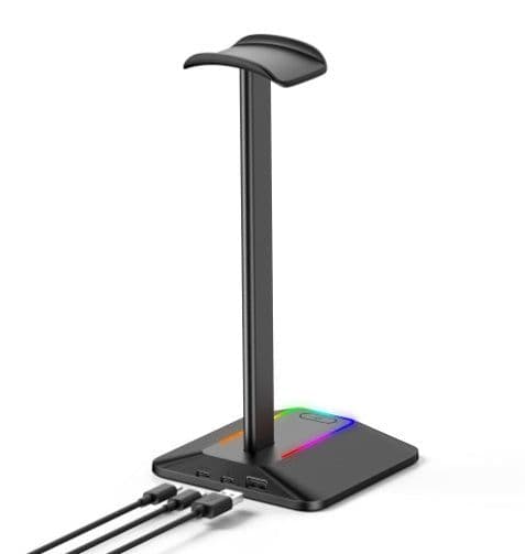 image-Dual Output Colorful Headwear Headset Display Rack Data Transmission Headphone Holder RGB Luminous Gaming