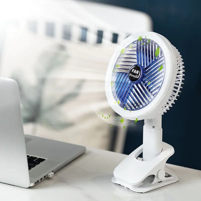 image-Desktop Electric Fan Clip Fan Rechargeable Office Student Dormitory With Desk Lamp Fan Wall Hanging Small Mute Fan