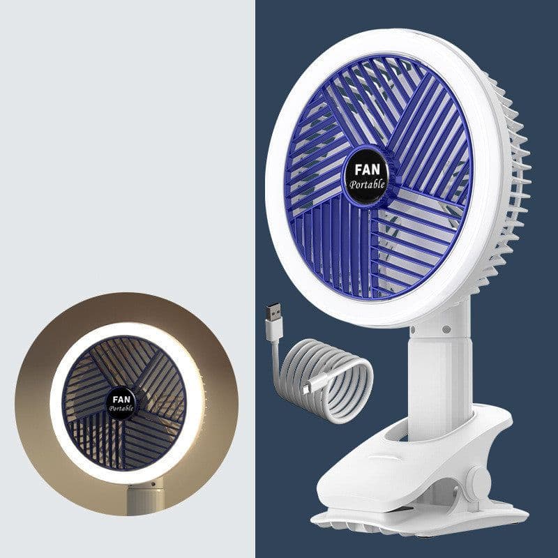 image-Desktop Electric Fan Clip Fan Rechargeable Office Student Dormitory With Desk Lamp Fan Wall Hanging Small Mute Fan